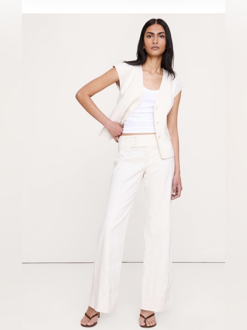 NWT-Banana Republic Wide-Leg Stretch Linen Viscose Pant, Size 6 Petite